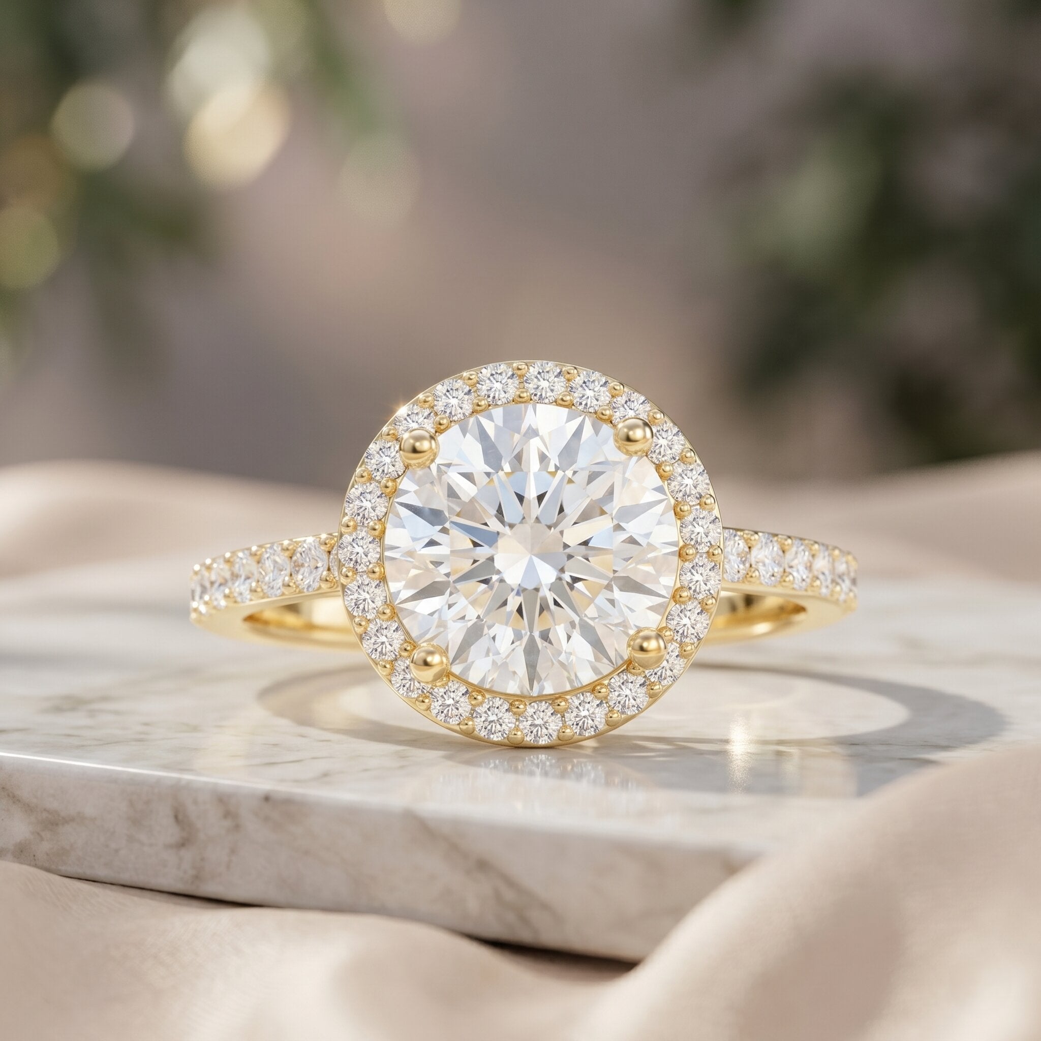 2 Carat Lab Grown Diamond Halo Engagement Ring with IGI Certificate Lab - ( E-VS1 ) - Rosec Jewels