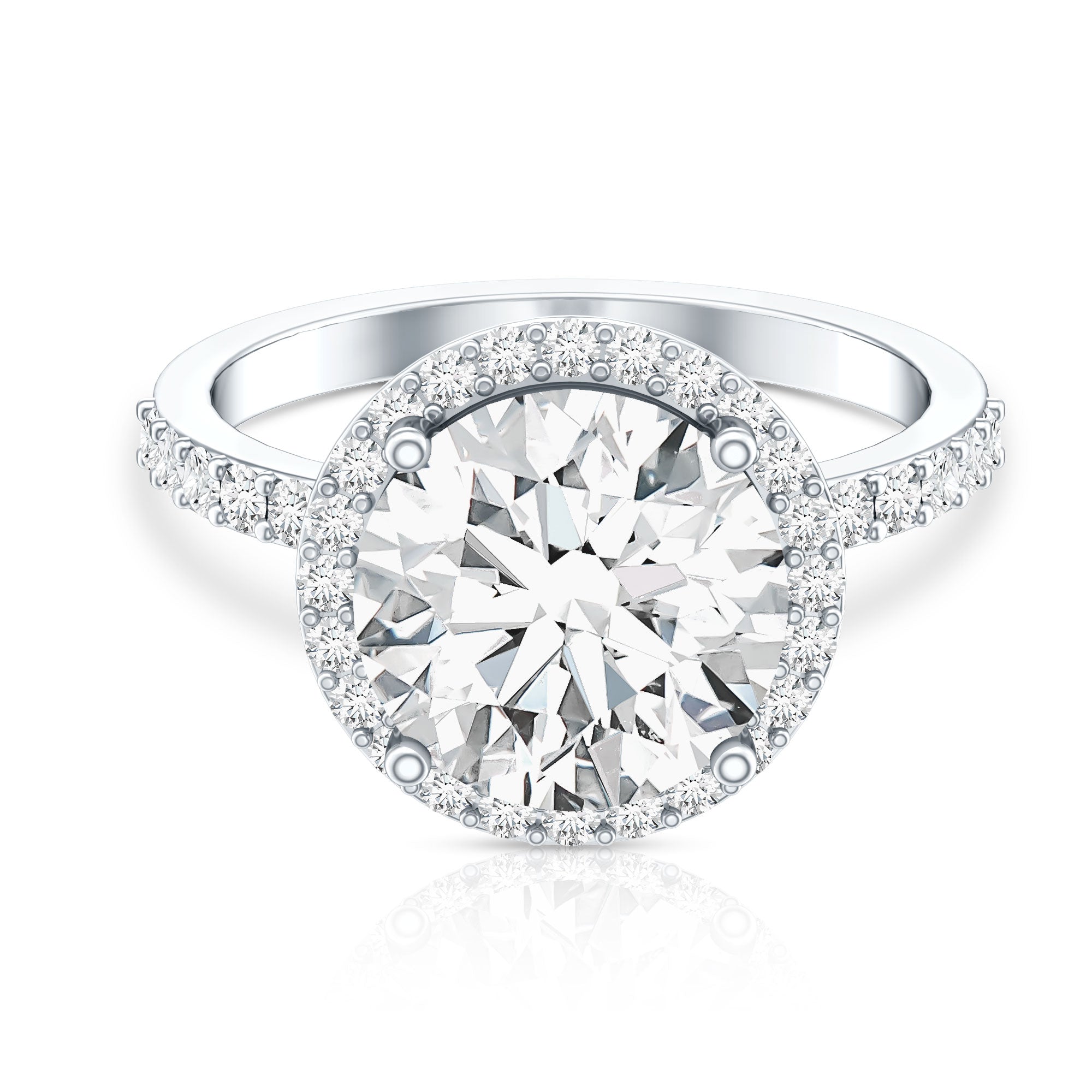 Rosec Jewels-5 Carat Round Lab Grown Diamond Engagement Ring with IGI Certified