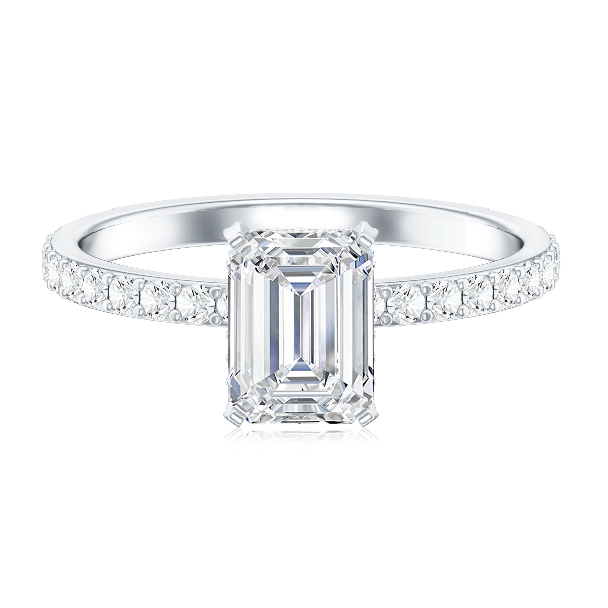Rosec Jewels-2 Carat Emerald Cut Lab Grown Diamond Solitaire Engagement Ring