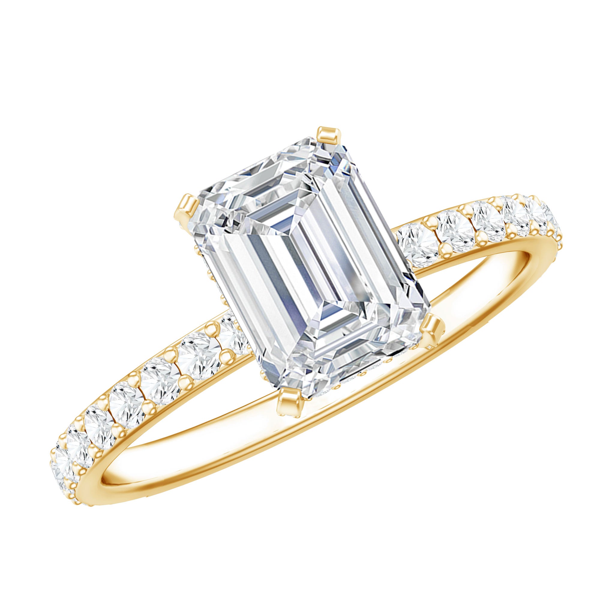 Rosec Jewels-2 Carat Emerald Cut Lab Grown Diamond Solitaire Engagement Ring