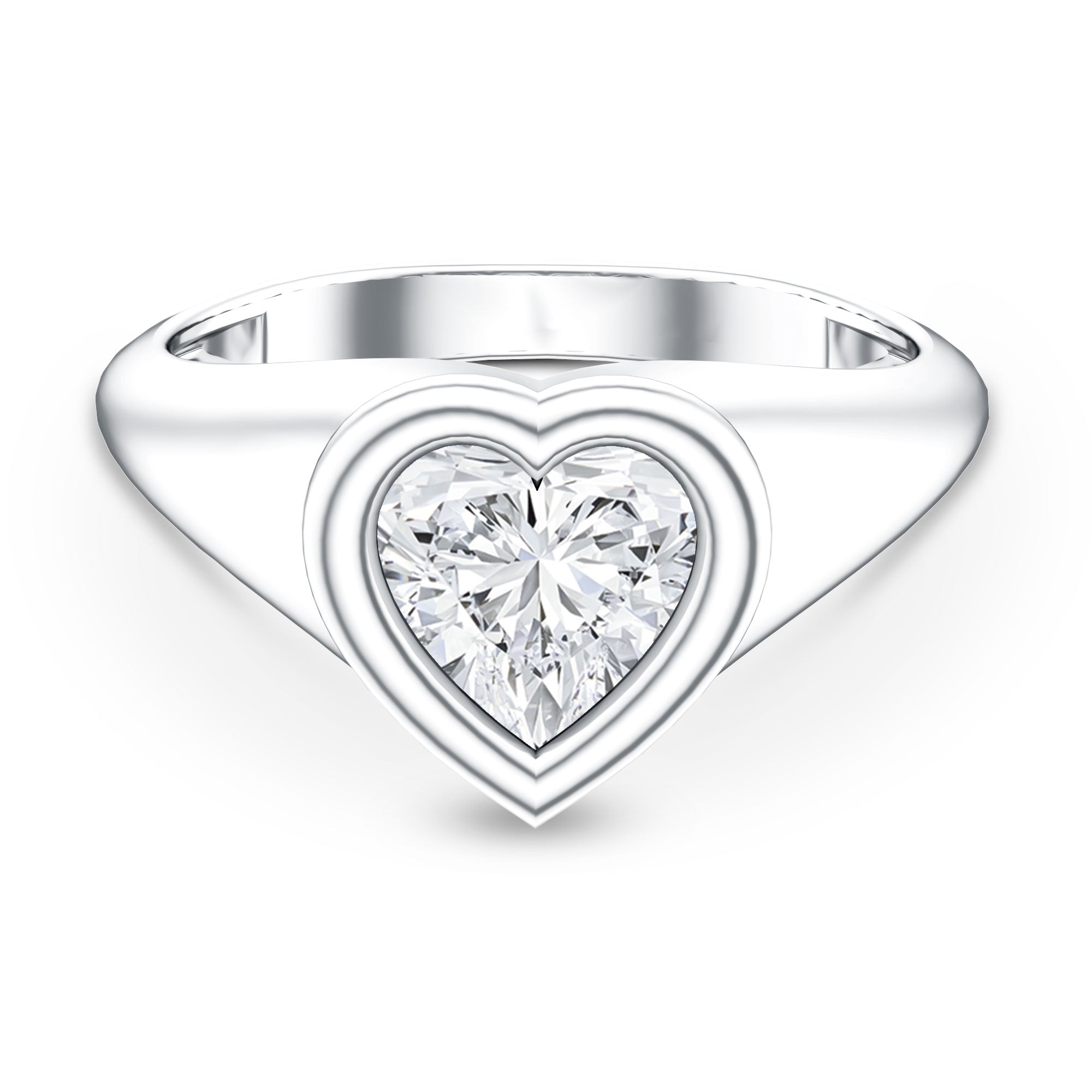 2 Carat Heart Shape Lab Grown Diamond Signet Engagement Ring Lab - ( EF-VS ) - Rosec Jewels