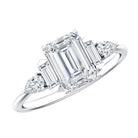 Art Deco Inspired Lab Grown Diamond Emerald Cut Engagement Ring Lab - ( EF-VS ) - Rosec Jewels