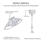 Art Deco Inspired Lab Grown Diamond Emerald Cut Engagement Ring Lab - ( EF-VS ) - Rosec Jewels