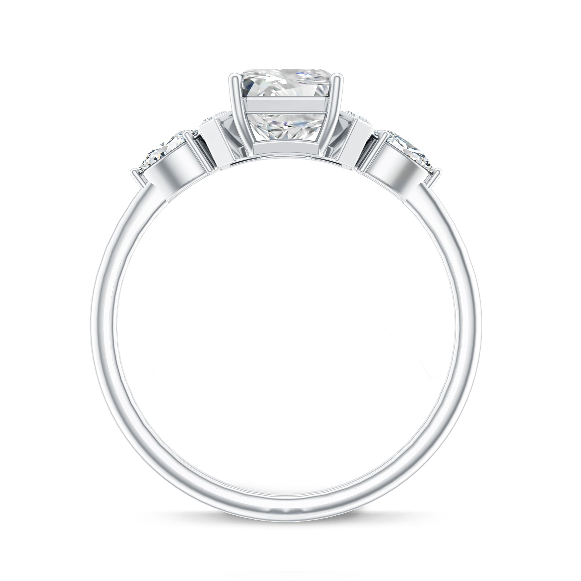 Art Deco Inspired Lab Grown Diamond Emerald Cut Engagement Ring Lab - ( EF-VS ) - Rosec Jewels