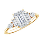 Art Deco Inspired Lab Grown Diamond Emerald Cut Engagement Ring Lab - ( EF-VS ) - Rosec Jewels