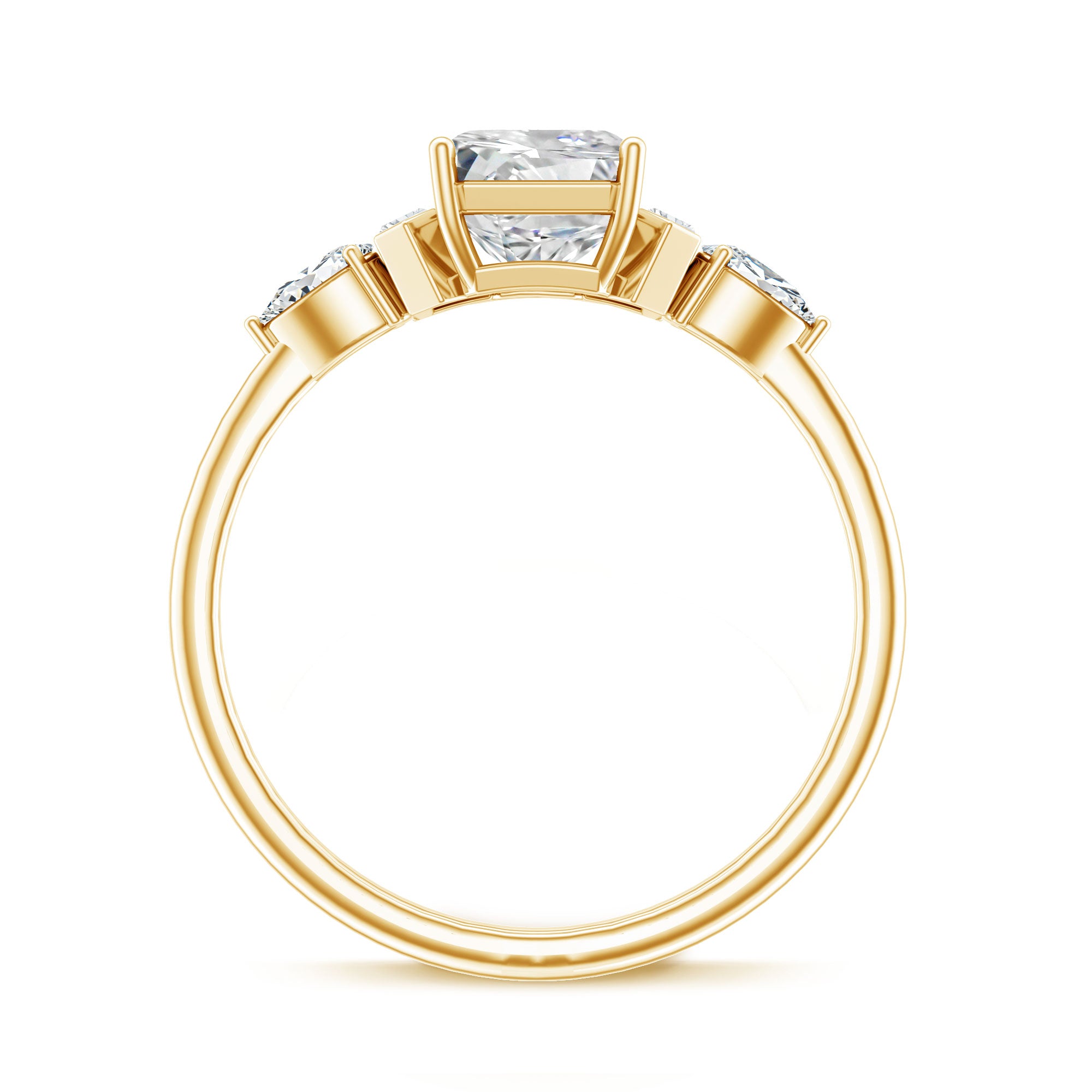 Art Deco Inspired Lab Grown Diamond Emerald Cut Engagement Ring Lab - ( EF-VS ) - Rosec Jewels