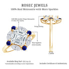 3 Carat Asscher Cut Moissanite Statement Engagement Ring D-VS1 - Rosec Jewels