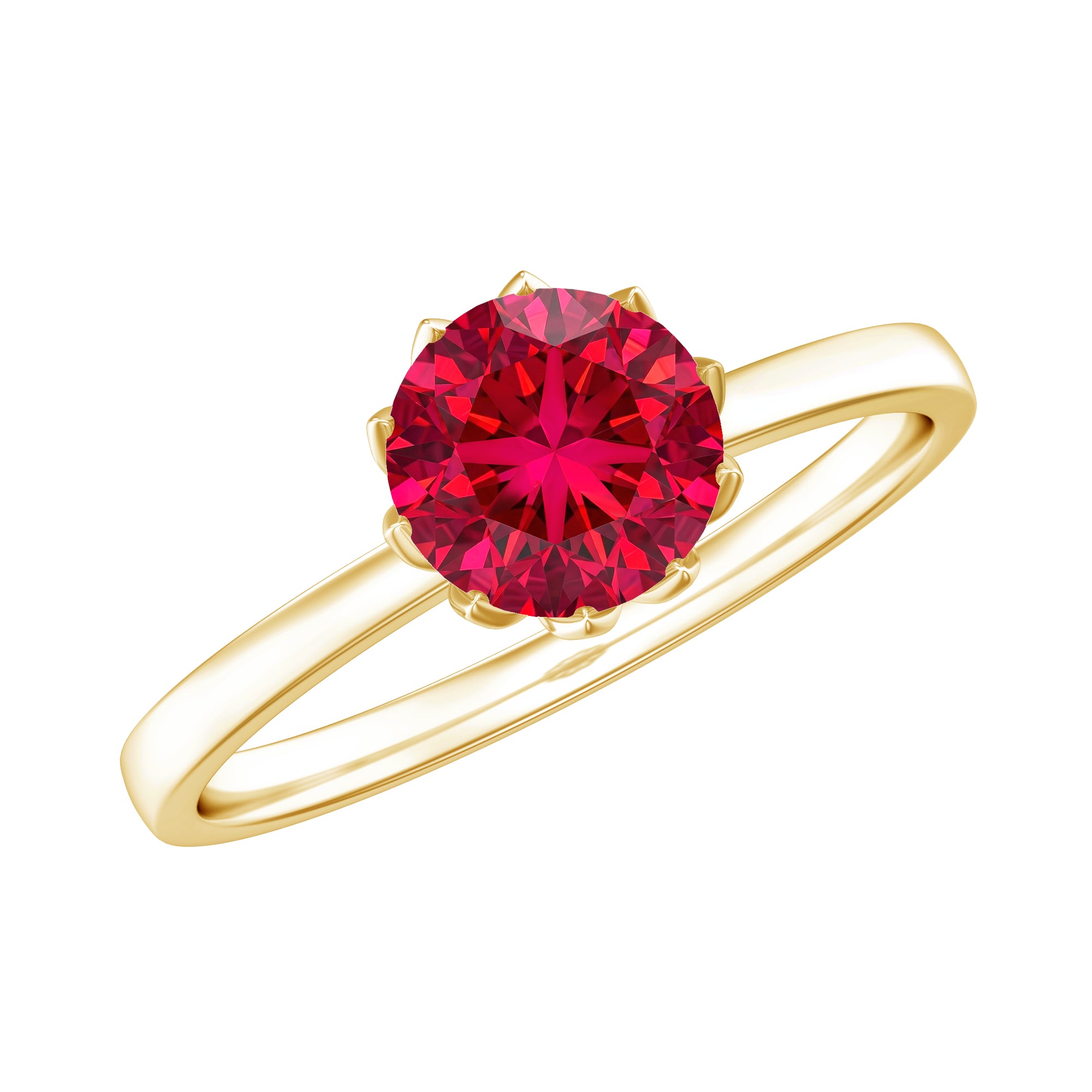 Certified 1.3 Carat Lab Grown Ruby Engagement Ring in Lotus Basket Setting AAAA - Rosec Jewels