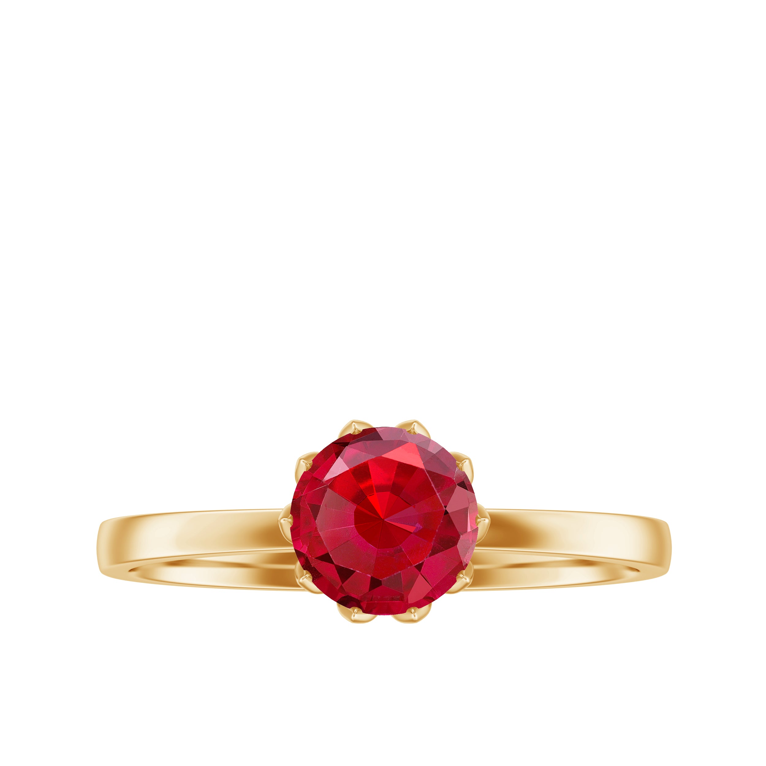 Certified 1.3 Carat Lab Grown Ruby Engagement Ring in Lotus Basket Setting AAAA - Rosec Jewels