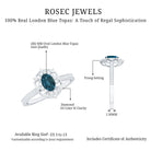 4X6mm Oval Cut London Blue Topaz Vintage Engagement Ring with Diamond AAA - Rosec Jewels
