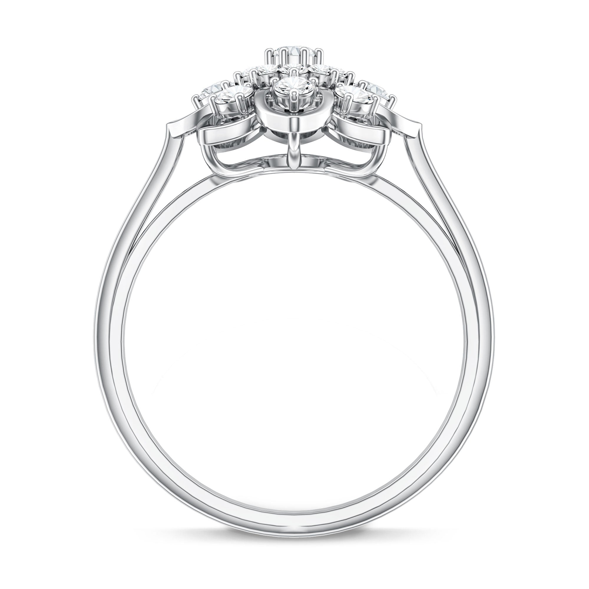 Certified Natural Diamond Flower Engagement Ring Natural - ( HI-SI ) - Rosec Jewels