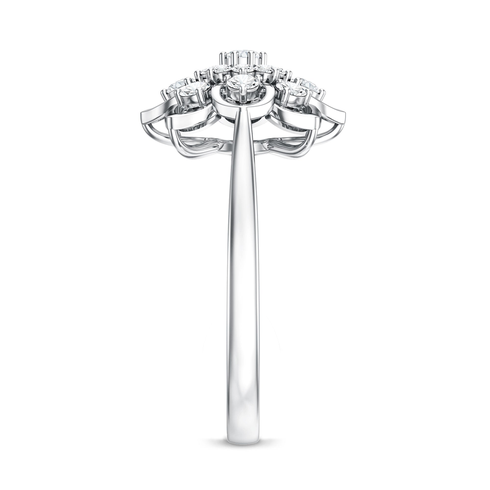 Certified Natural Diamond Flower Engagement Ring Natural - ( HI-SI ) - Rosec Jewels