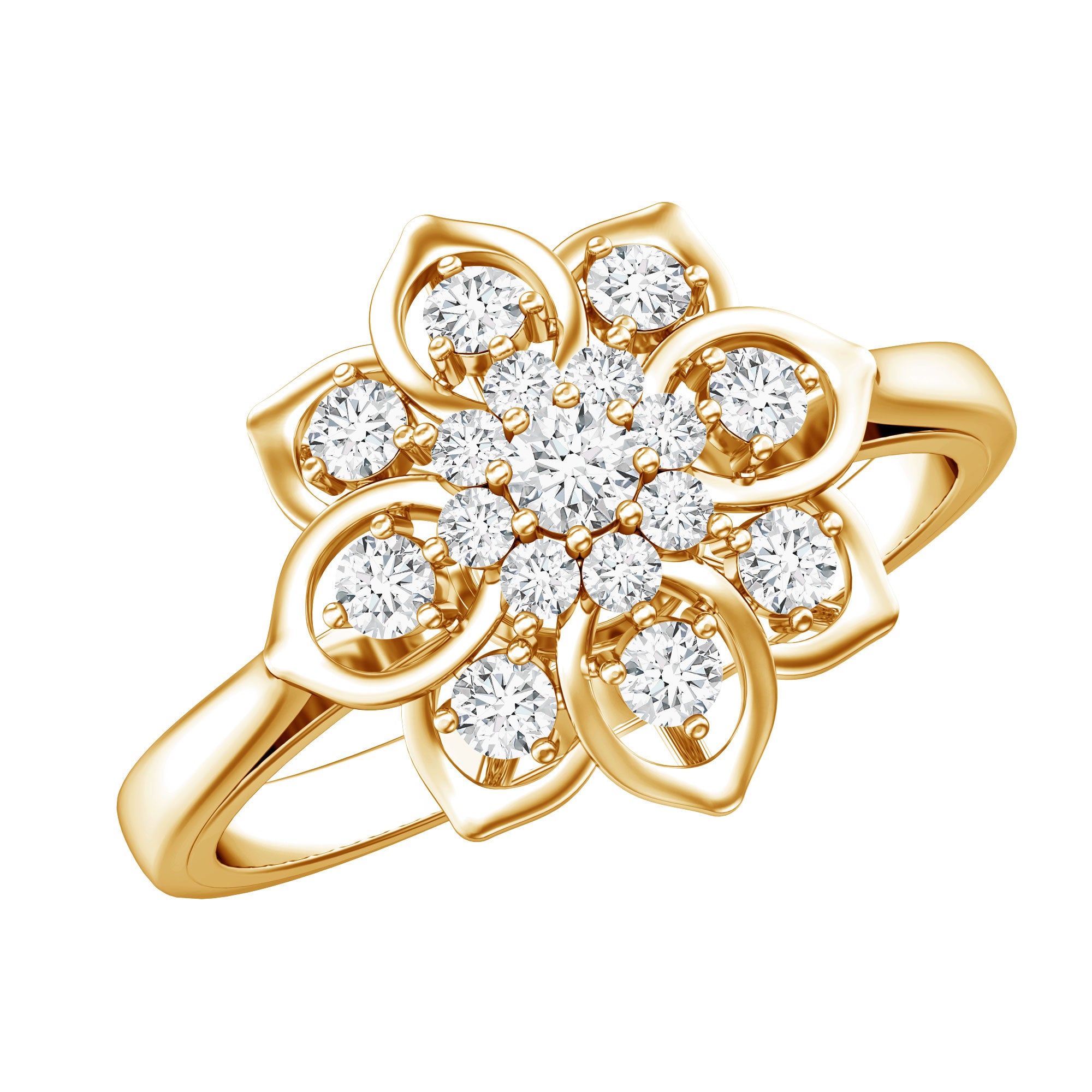 Certified Natural Diamond Flower Engagement Ring Natural - ( HI-SI ) - Rosec Jewels