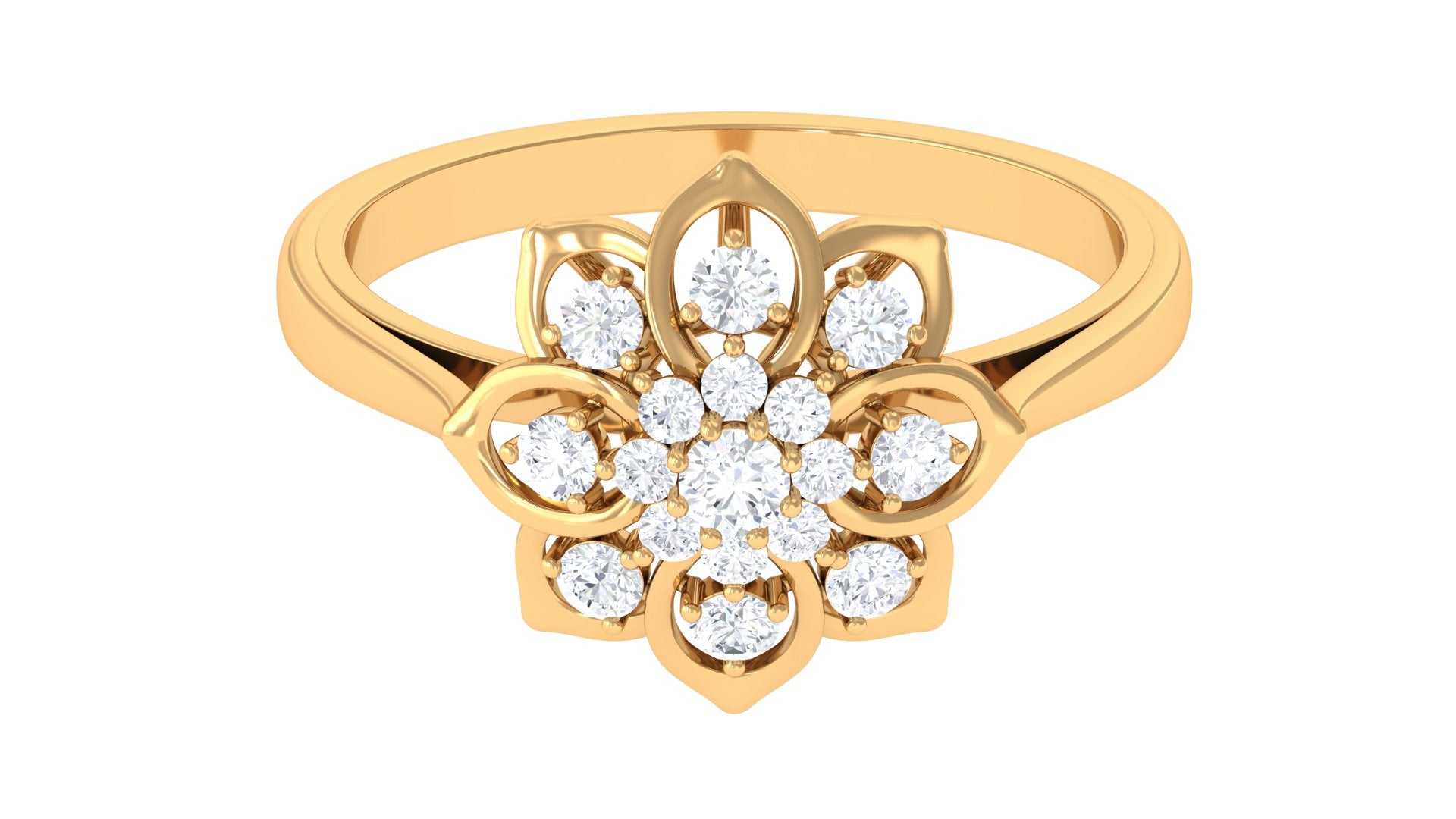 Certified Natural Diamond Flower Engagement Ring Natural - ( HI-SI ) - Rosec Jewels