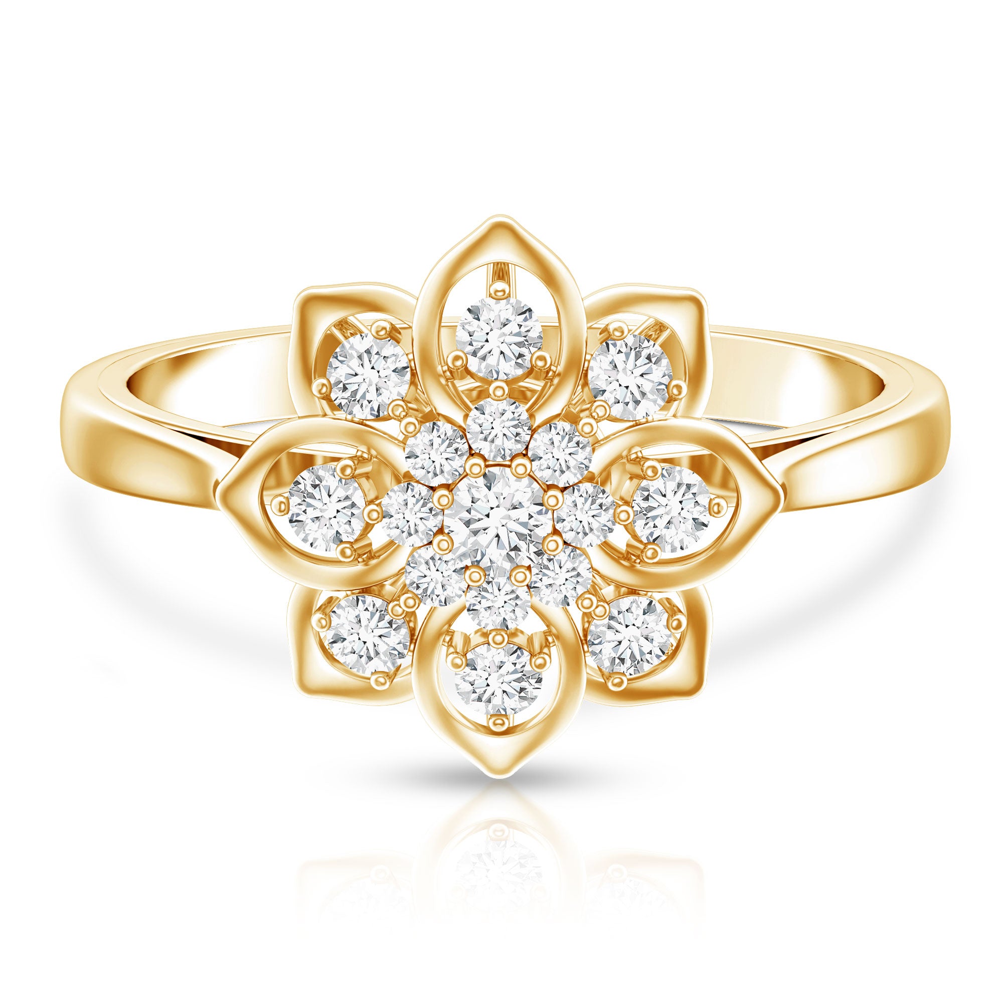 Certified Natural Diamond Flower Engagement Ring Natural - ( HI-SI ) - Rosec Jewels