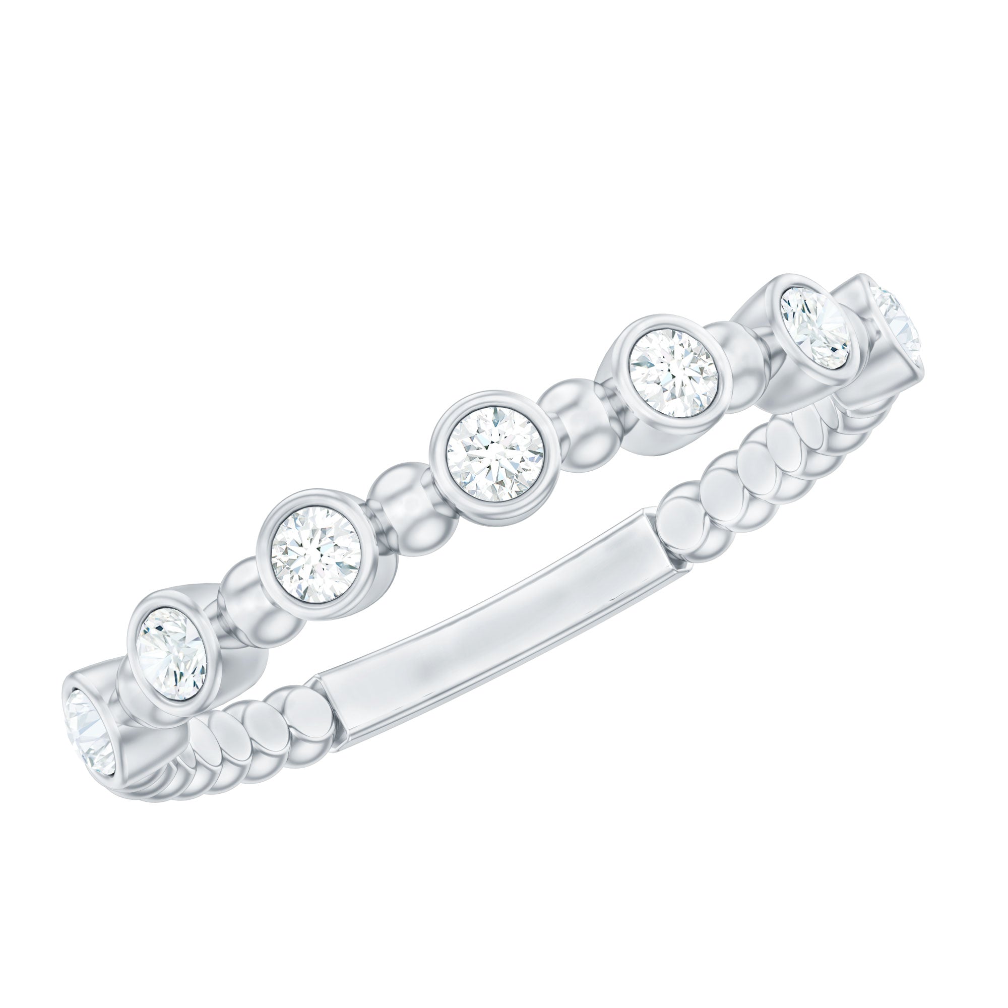Rosec Jewels-Real Diamond Stackable Eternity Ring with Beaded Details