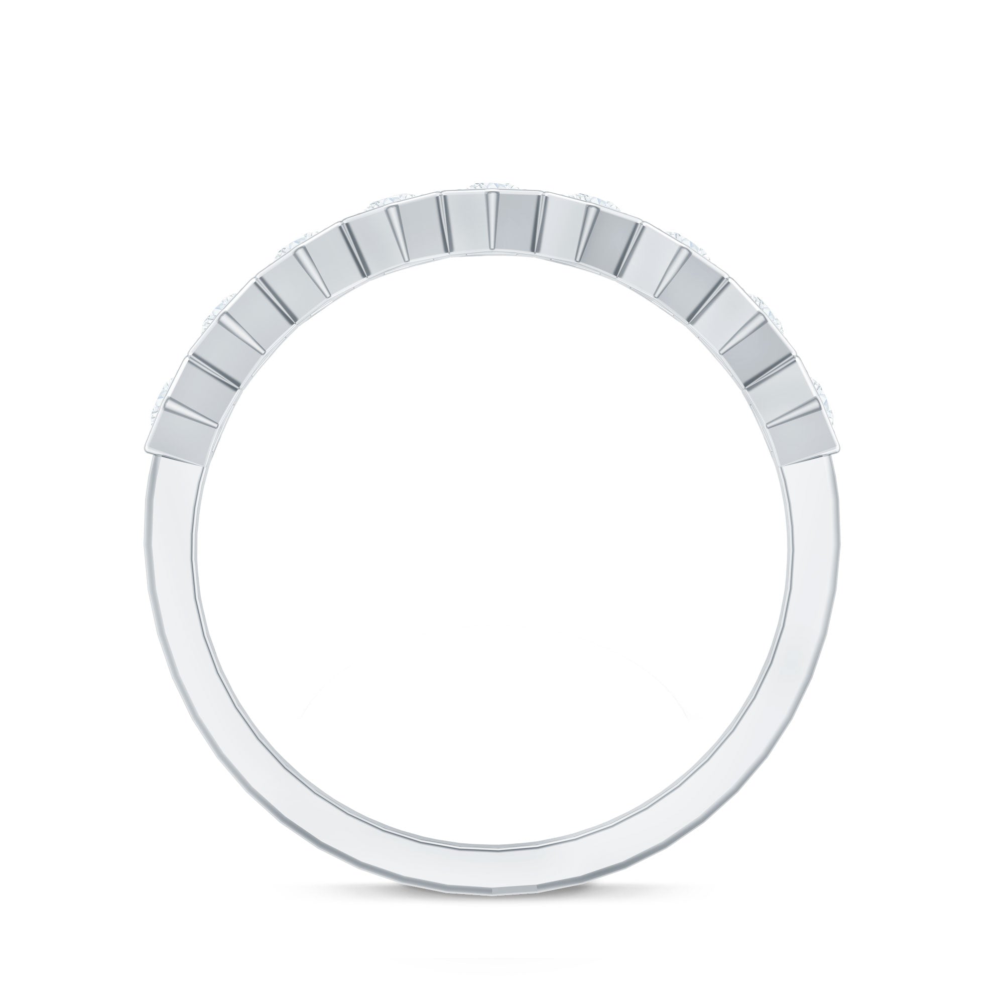 Real Diamond Hexagon Half Eternity Ring for Women Natural - ( HI-SI ) - Rosec Jewels