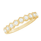 Real Diamond Hexagon Half Eternity Ring for Women Natural - ( HI-SI ) - Rosec Jewels