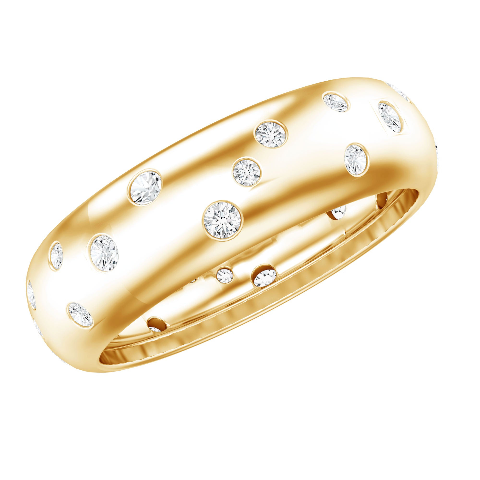 Scatter Moissanite Wedding Wide Band Ring D-VS1 - Rosec Jewels