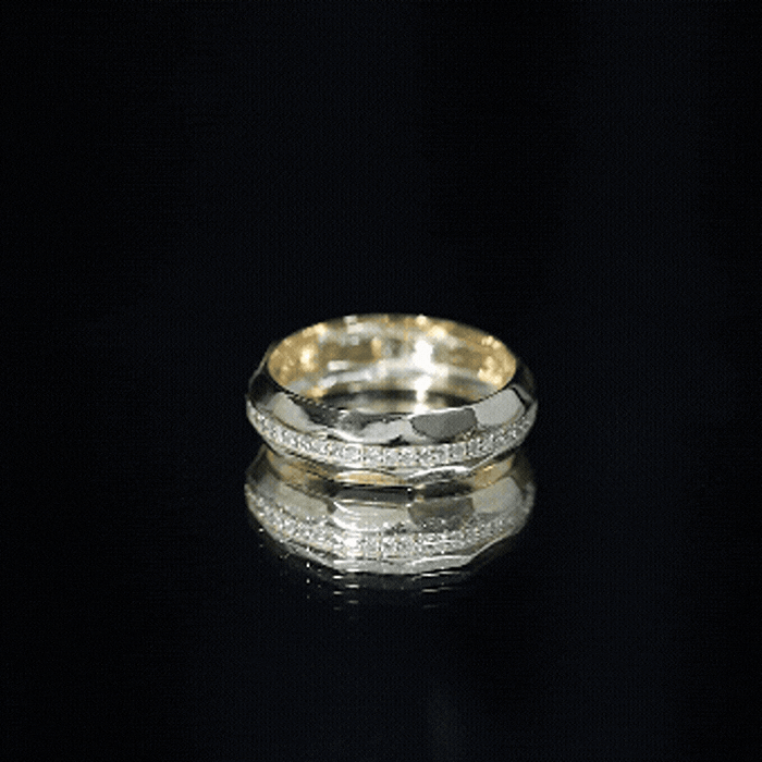 Natural Diamond Wide Eternity Band Ring with Textured Natural - ( HI-SI ) - Rosec Jewels