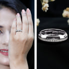 Natural Diamond Wide Eternity Band Ring with Textured Natural - ( HI-SI ) - Rosec Jewels