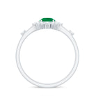 5mm Round Shape Emerald Promise Ring with Diamond Halo AAA - Rosec Jewels