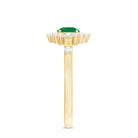 5mm Round Shape Emerald Promise Ring with Diamond Halo AAA - Rosec Jewels
