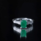 Rosec Jewels-Vintage Inspired 5X7MM Emerald Cut Emerald Engagement Ring with Diamonds