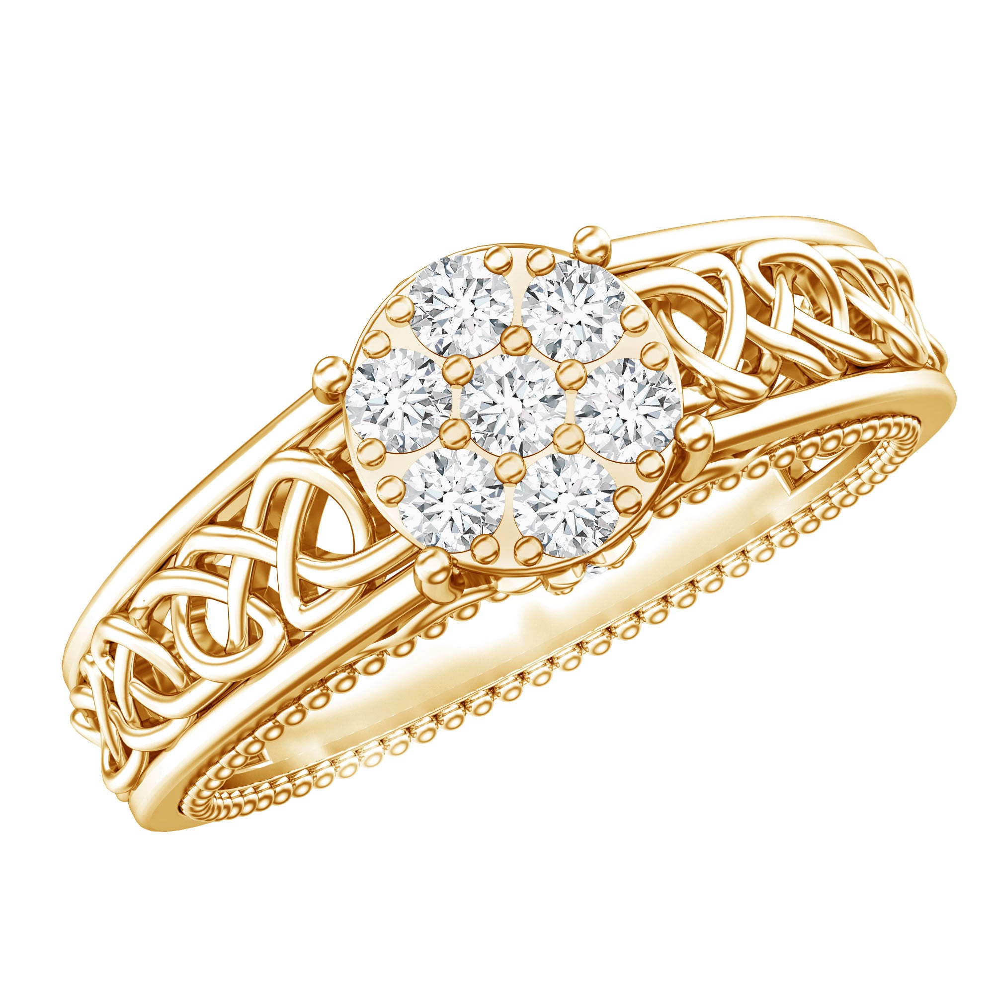 Illusion Real Diamond Celtic Knot Band Ring for Women Natural - ( HI-SI ) - Rosec Jewels