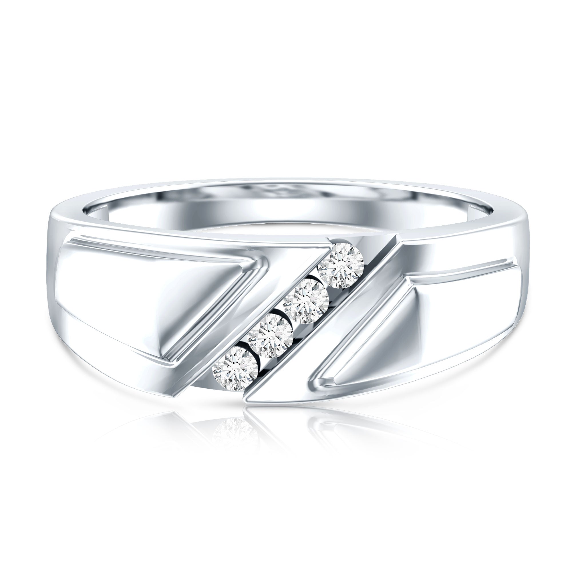Lab Grown Diamond Mens Wide Wedding Band Lab - ( EF-VS ) - Rosec Jewels