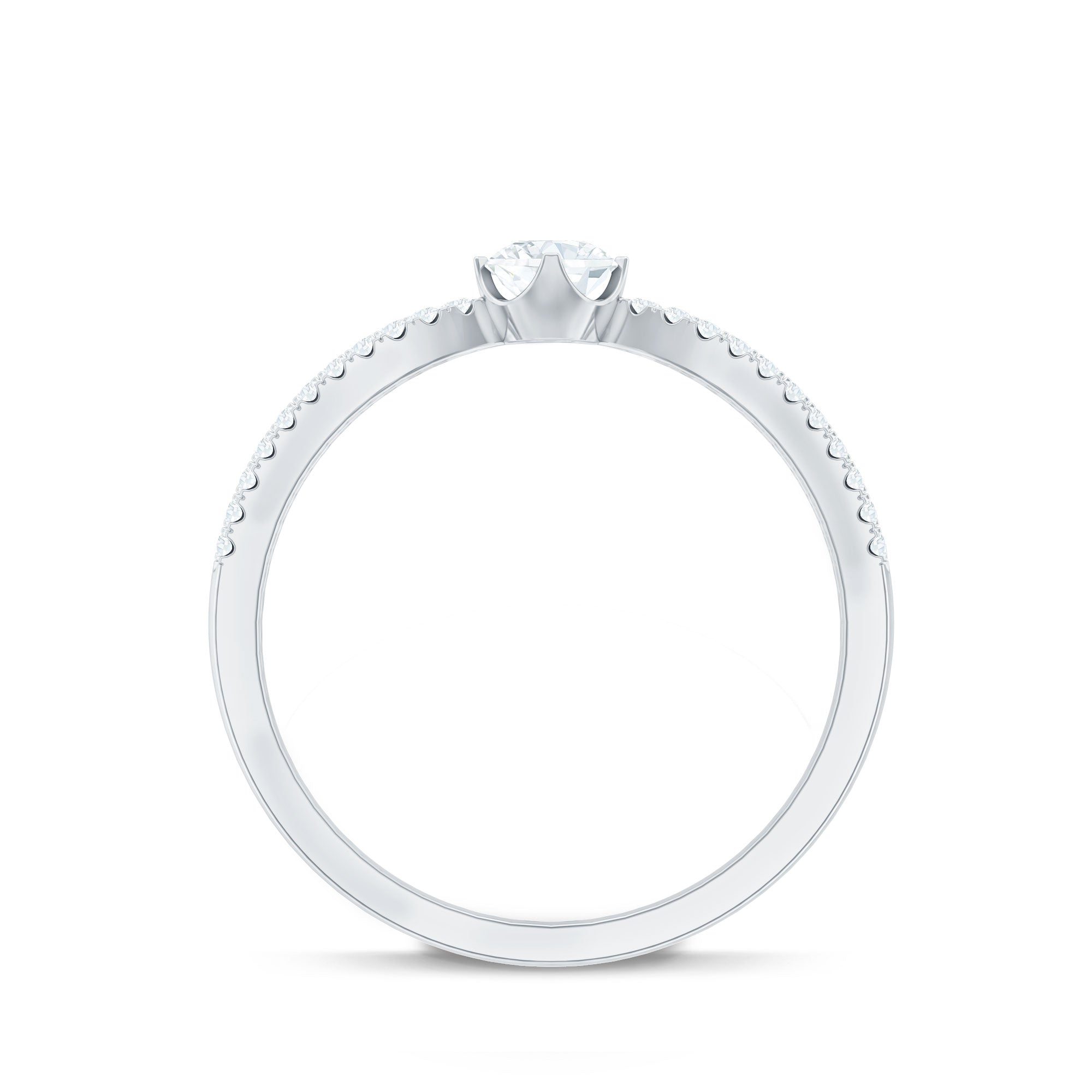 Diamond Solitaire Engagement Ring With Split Shank Natural - ( HI-SI ) - Rosec Jewels
