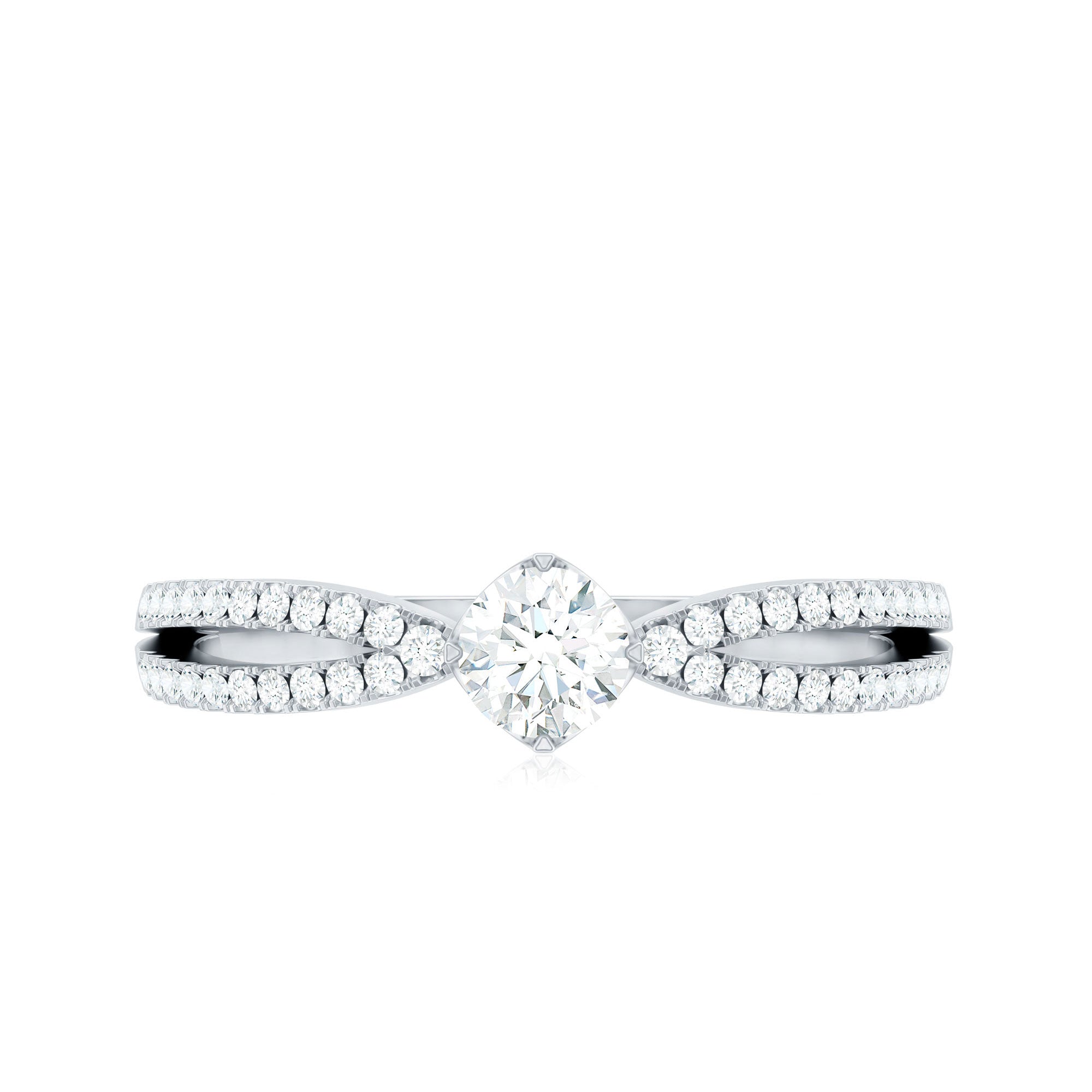 Diamond Solitaire Engagement Ring With Split Shank Natural - ( HI-SI ) - Rosec Jewels