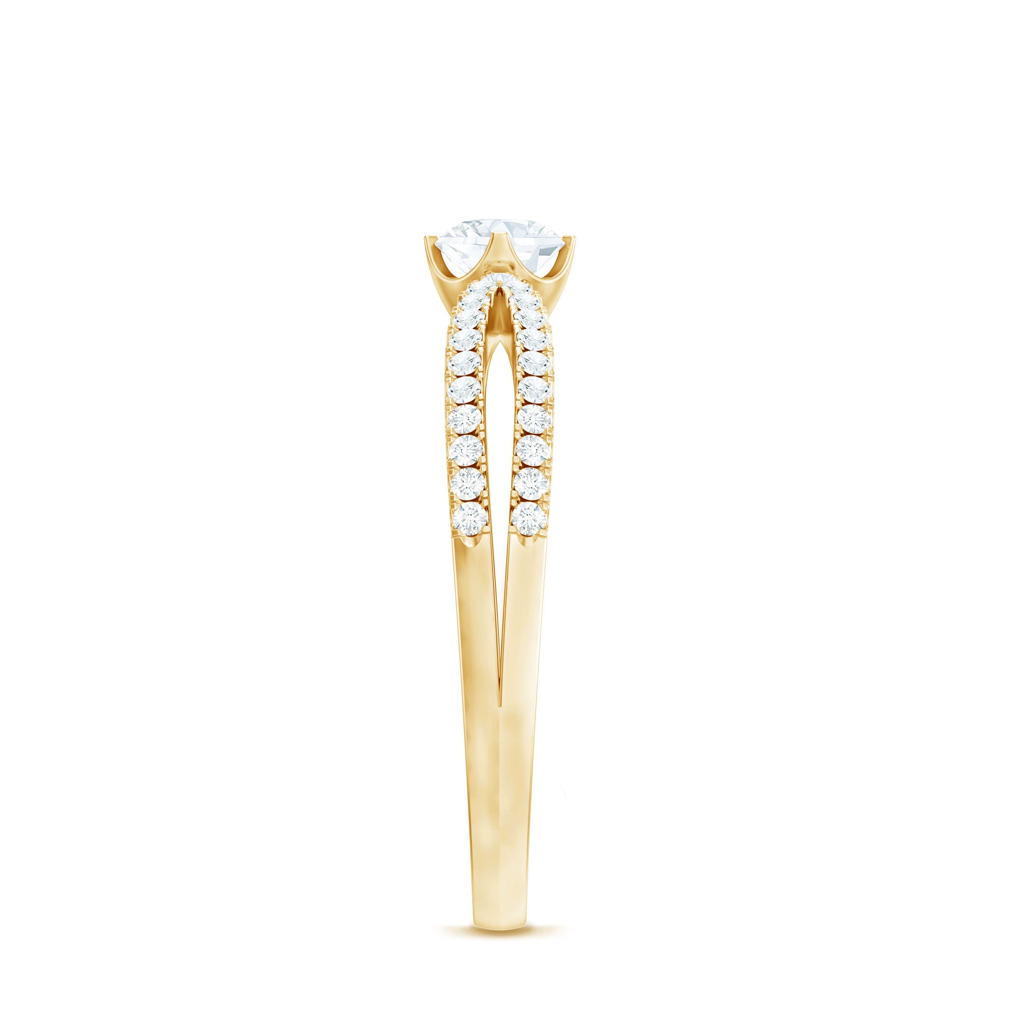 Diamond Solitaire Engagement Ring With Split Shank Natural - ( HI-SI ) - Rosec Jewels