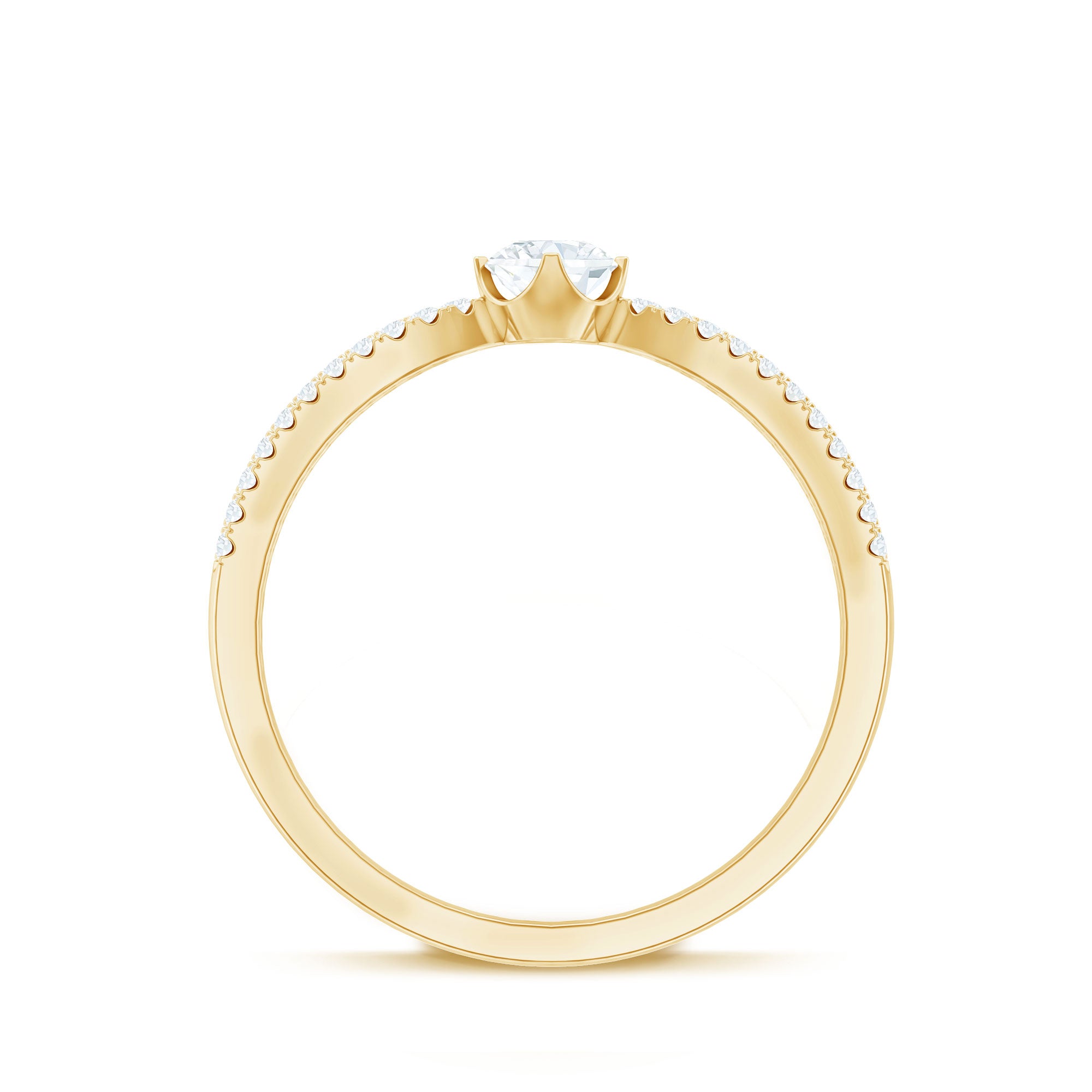 Diamond Solitaire Engagement Ring With Split Shank Natural - ( HI-SI ) - Rosec Jewels