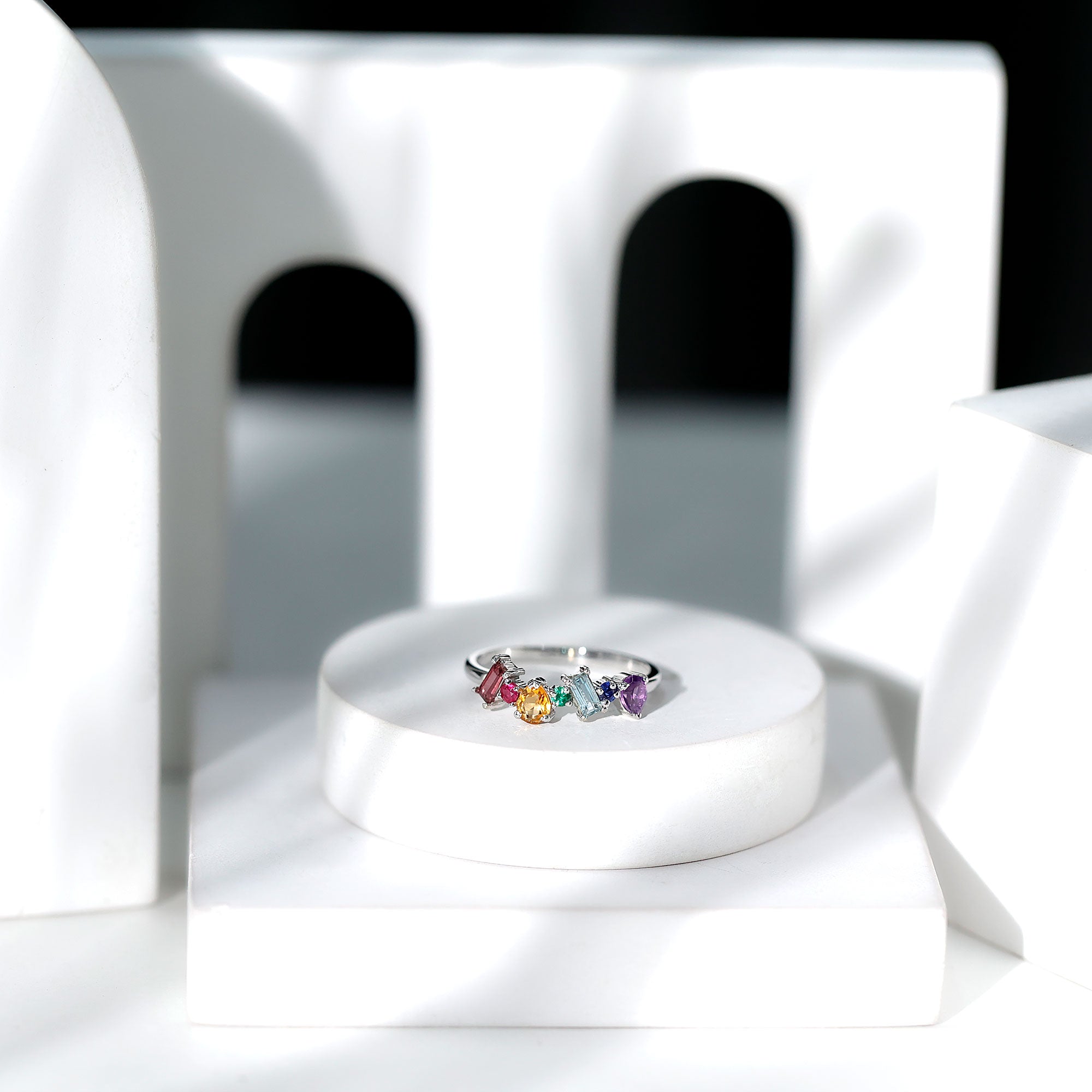 Rosec Jewels-Natural Multi Gemstone Promise Ring for Women