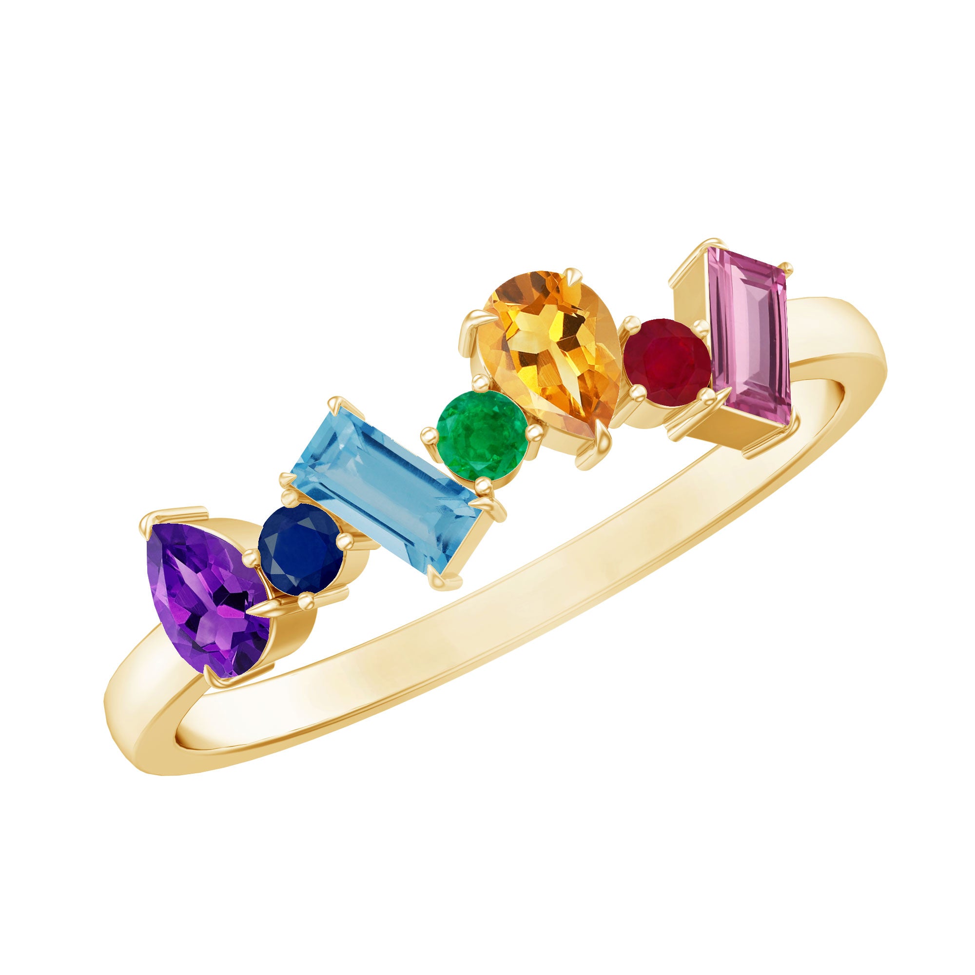 Rosec Jewels-Natural Multi Gemstone Promise Ring for Women