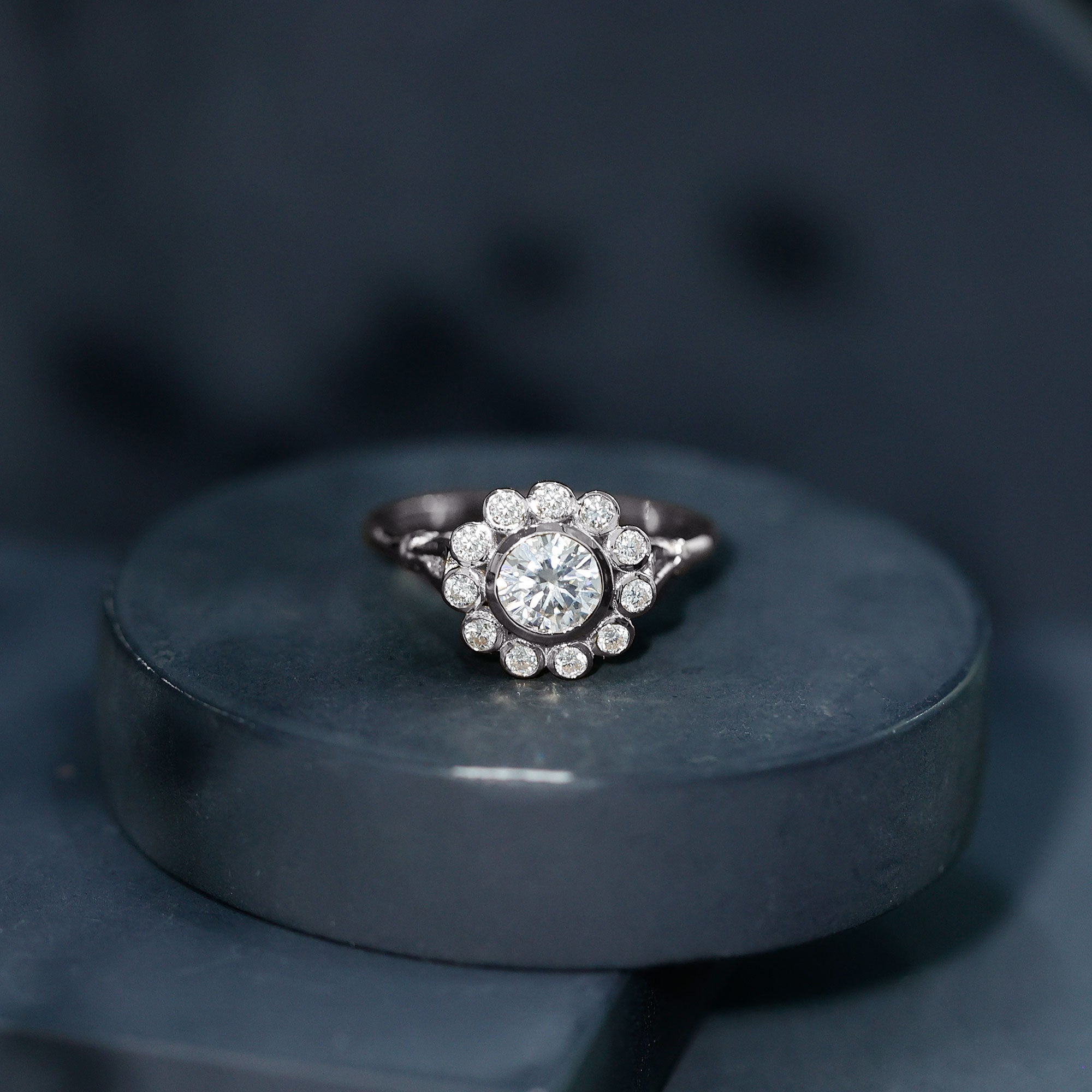 Certified Moissanite Bezel Set Engagement Ring D-VS1 - Rosec Jewels