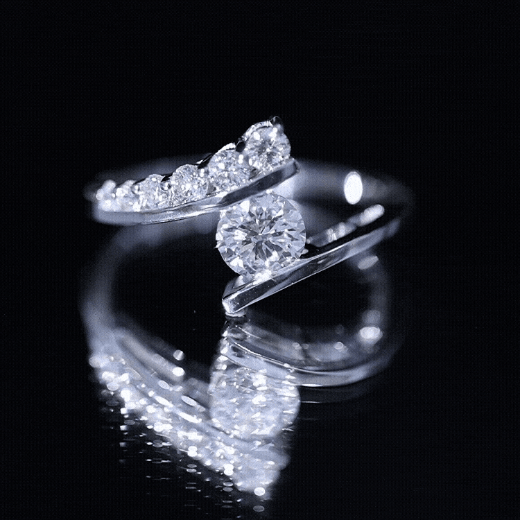 Rosec Jewels-0.9 Carat Certified Round Moissanite Bypass Engagement Ring