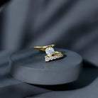 Rosec Jewels-0.9 Carat Certified Round Moissanite Bypass Engagement Ring