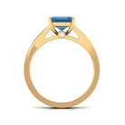 8mm Asscher Cut London Blue Topaz Split Shank Engagement Ring with Diamond AAA - Rosec Jewels