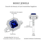 Vintage Looking Lab Created Blue Sapphire and Diamond Engagement Ring AAAA - Rosec Jewels