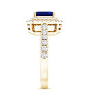 Vintage Looking Lab Created Blue Sapphire and Diamond Engagement Ring AAAA - Rosec Jewels