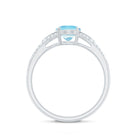 Genuine 1 Carat Oval Aquamarine Engagement Ring with Diamond Split Shank AAA - Rosec Jewels
