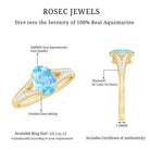 Genuine 1 Carat Oval Aquamarine Engagement Ring with Diamond Split Shank AAA - Rosec Jewels