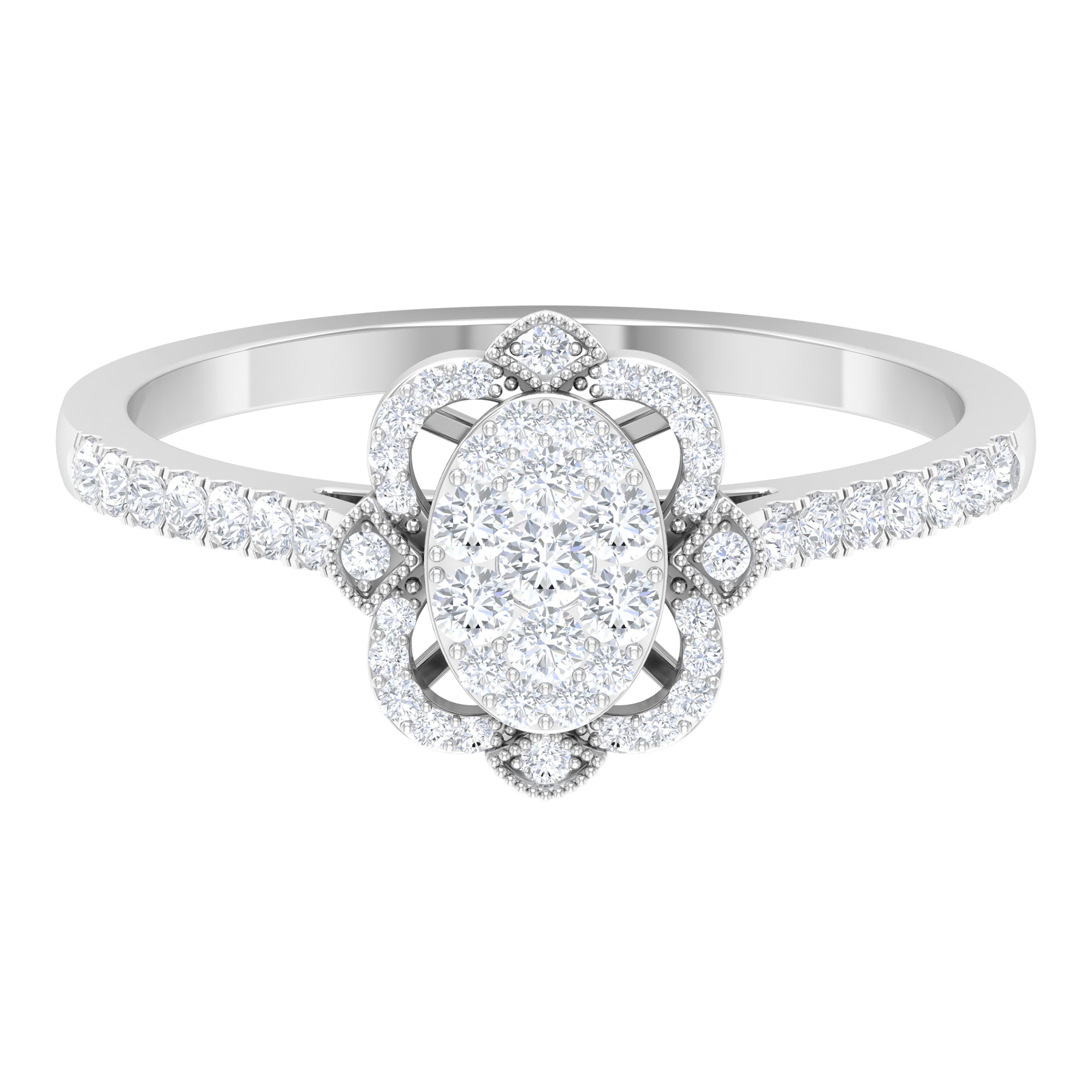 Rosec Jewels-3/4 CT Diamond Solitaire Illusion Art Deco Ring