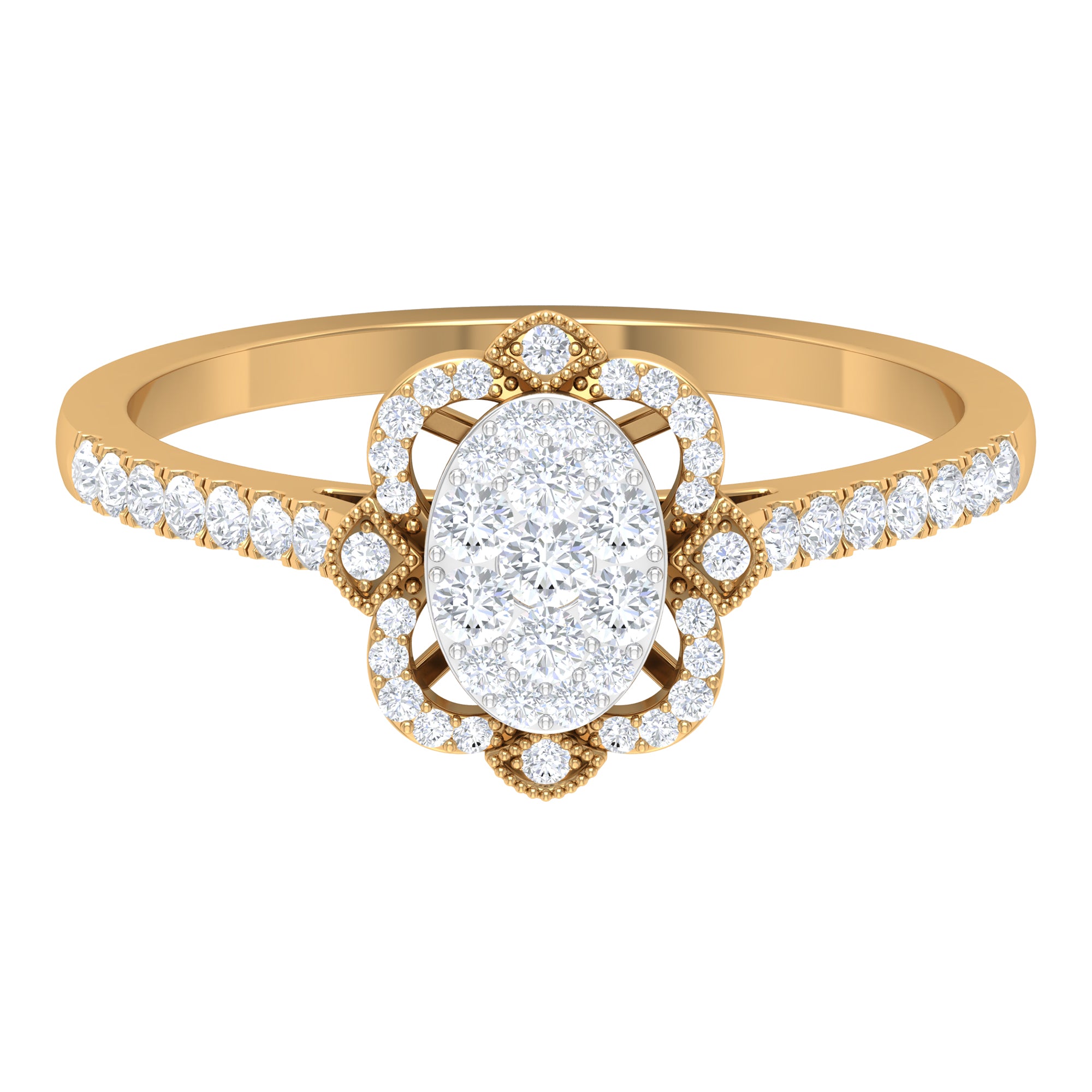 Rosec Jewels-3/4 CT Diamond Solitaire Illusion Art Deco Ring