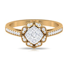 Vintage Inspired Diamond Halo Engagement Ring In Illusion Setting Natural - ( HI-SI ) - Rosec Jewels