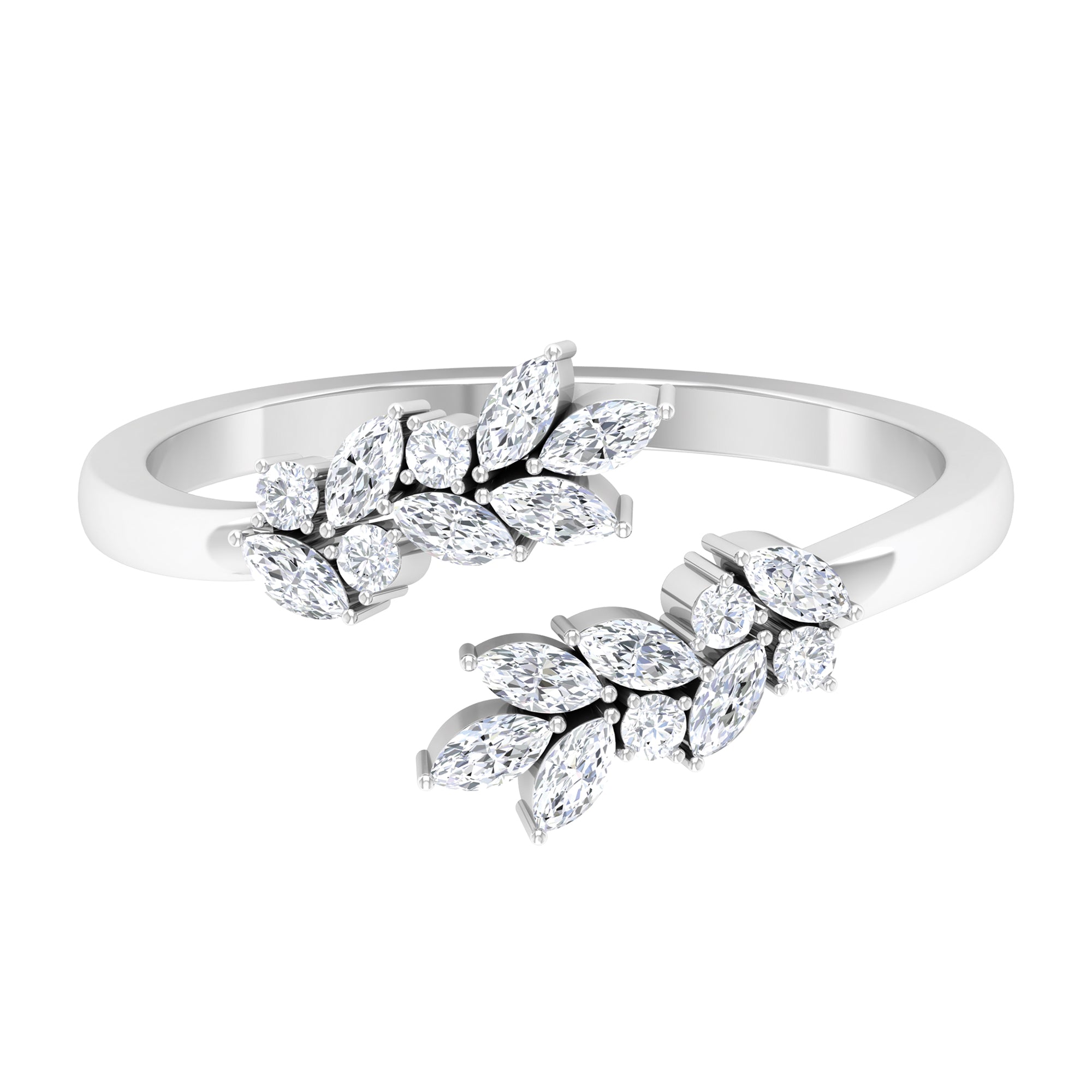 Rosec Jewels-Nature Inspired Diamond Leaf Wrap Ring for Women
