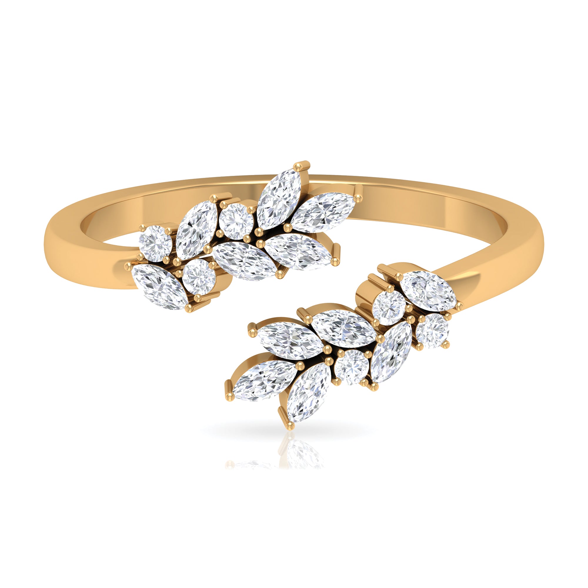 Rosec Jewels-Nature Inspired Diamond Leaf Wrap Ring for Women