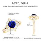 Certified 2.7 Carat Lab Grown Blue Sapphire Flower Engagement Ring with Diamond AAAA - Rosec Jewels